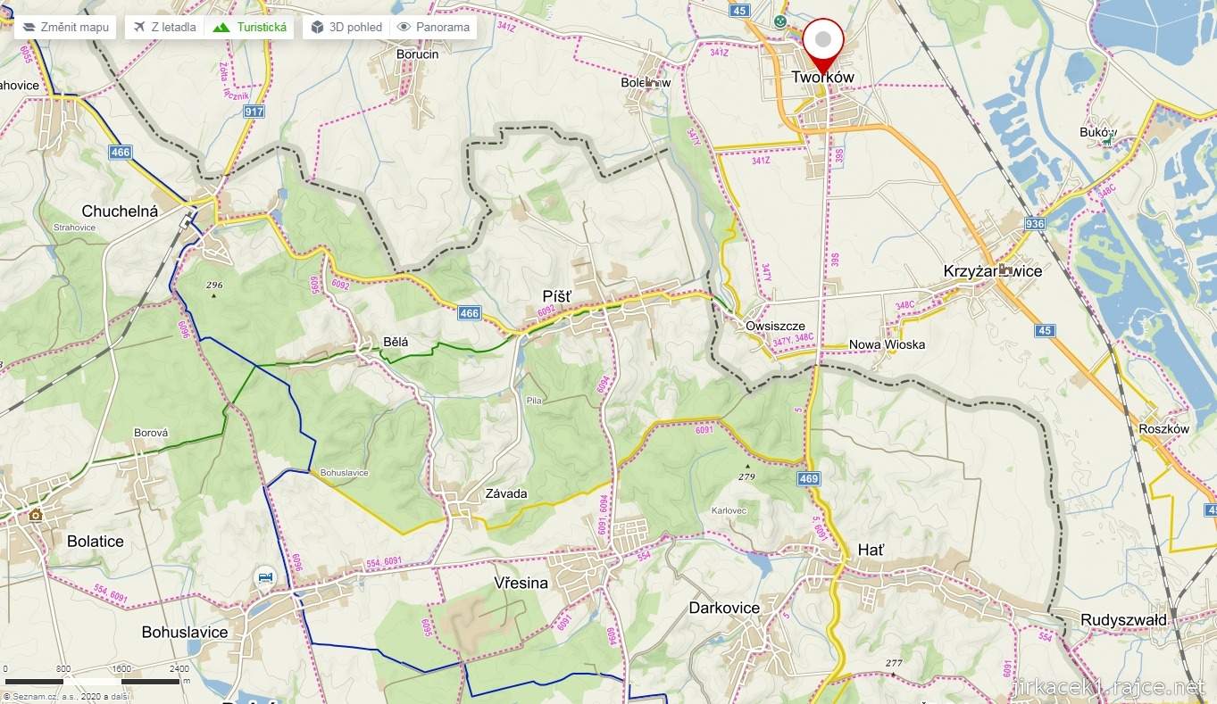 mapa druhého dne dovolené