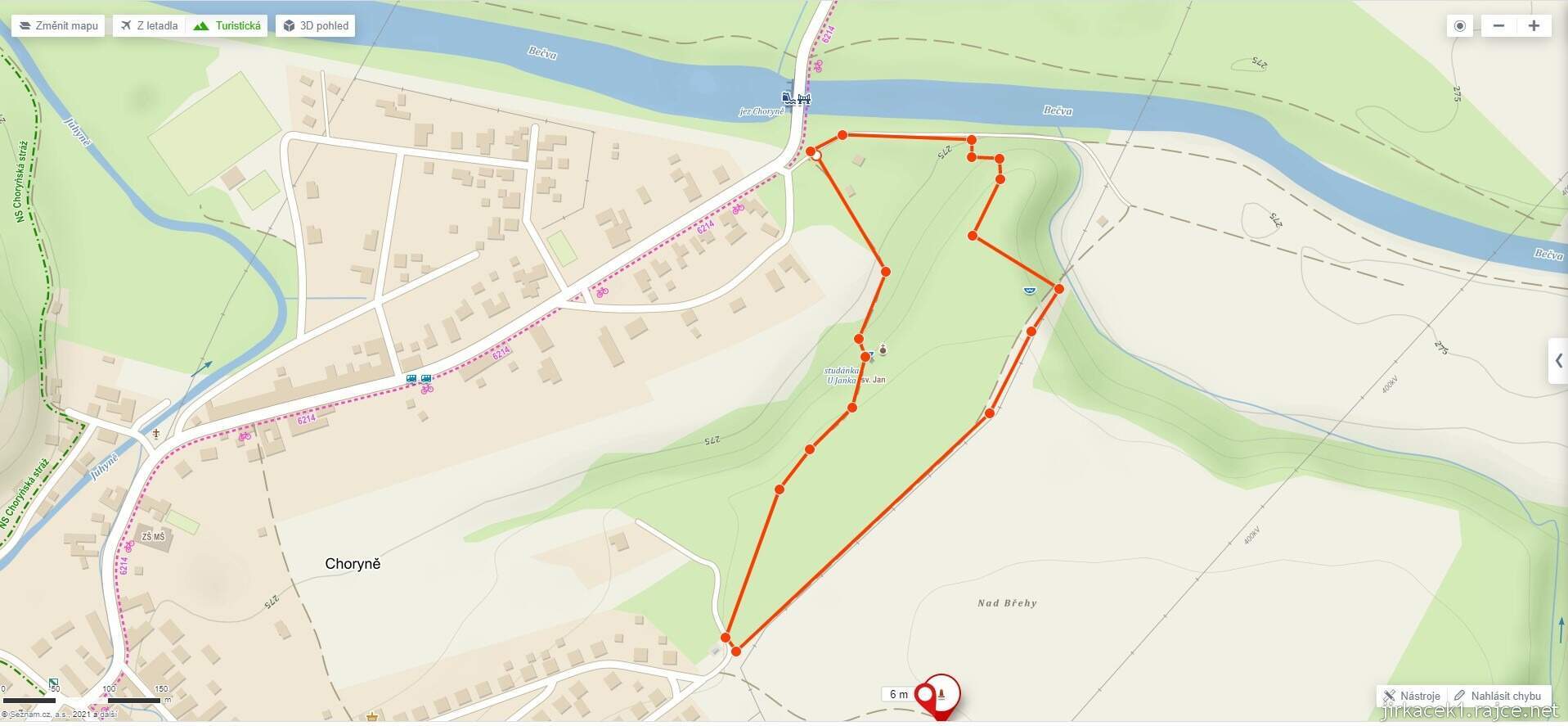 mapa naučná stezka Choryně II